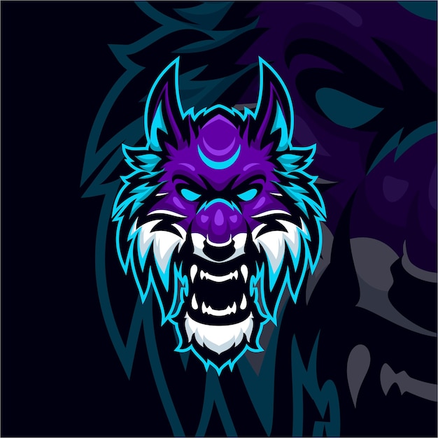 lobo Buffalo mascot logotipo esport premium vector