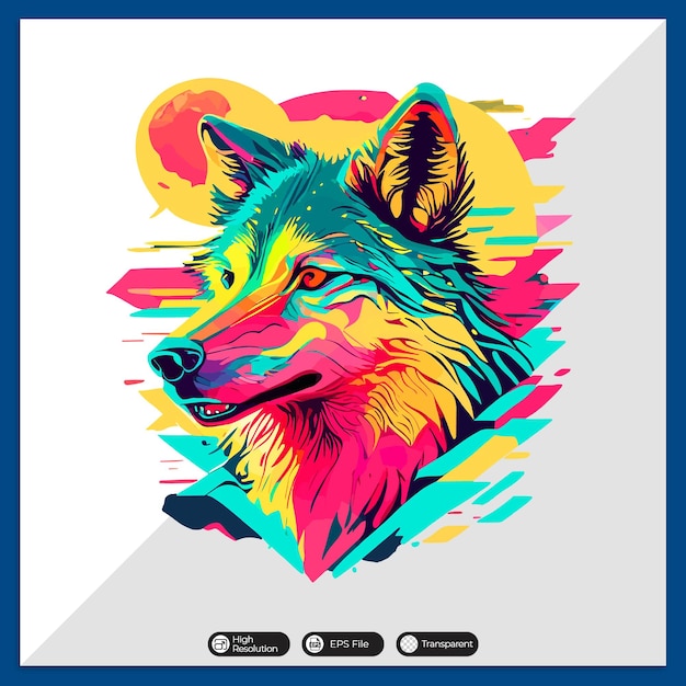Vetor lobo em um estilo geométrico colorido