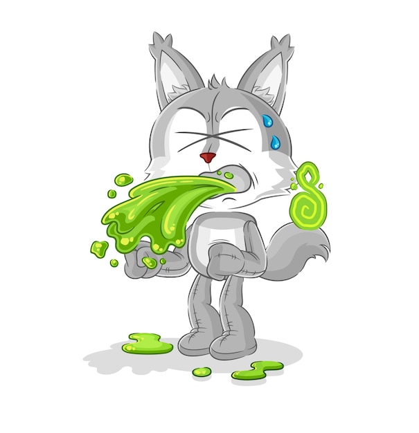 Lobo vomita vetor de mascote de desenho animado