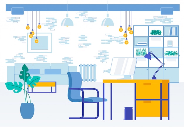 Local Trabalho Moderno Escritório Quarto Interior Dos Desenhos Animados
