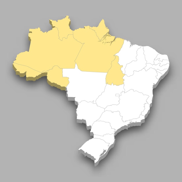 Vetor localização da região norte no mapa do brasil