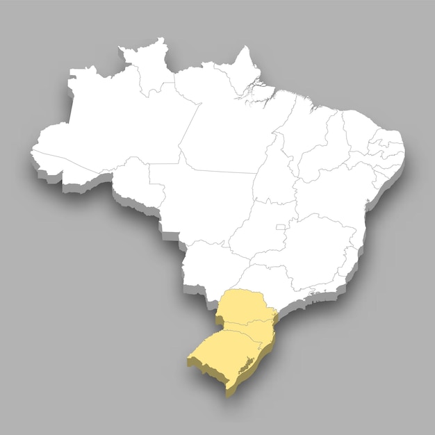 Vetor localização da região sul no mapa do brasil