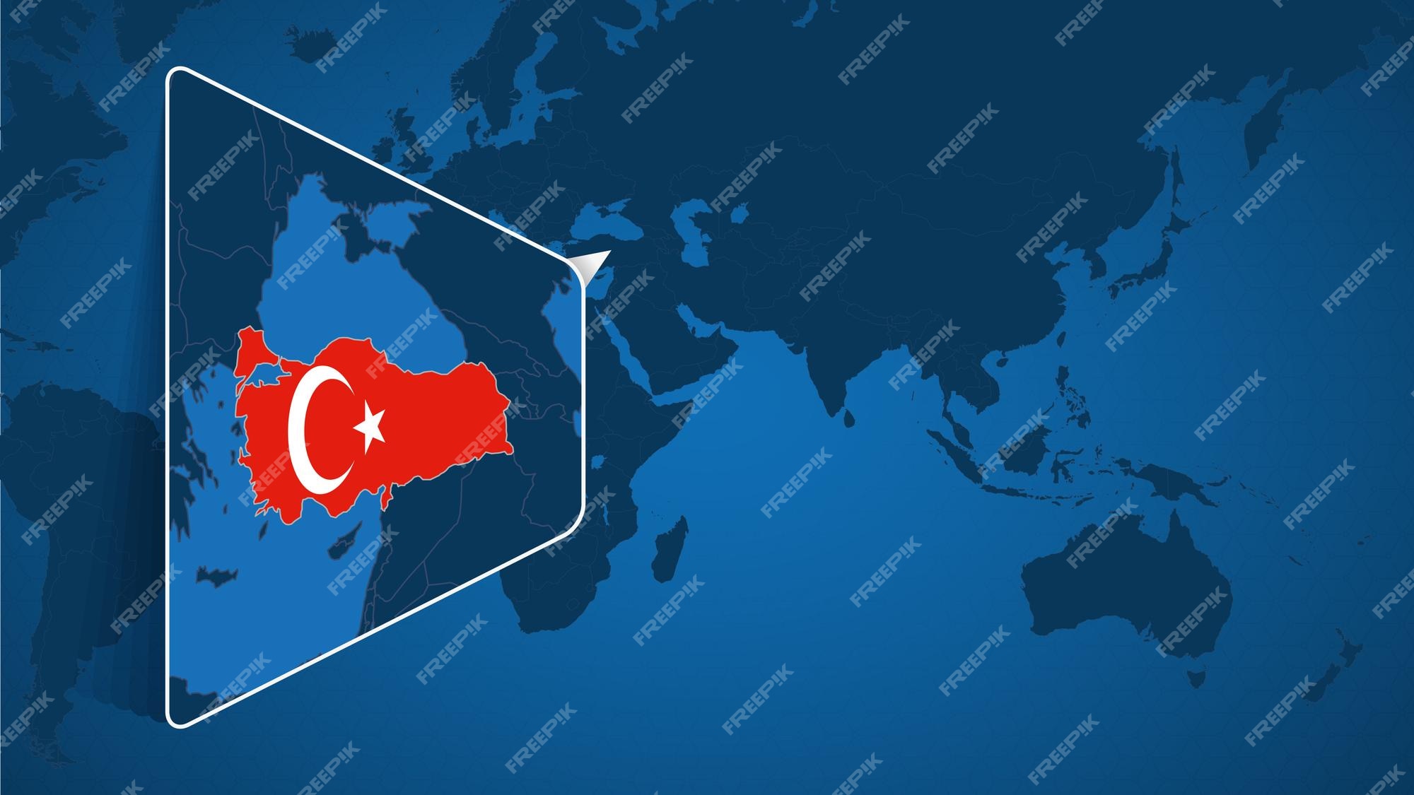 Turquia Mapa País Bandeira Localizada Globo Mapa Mundo Ilustração