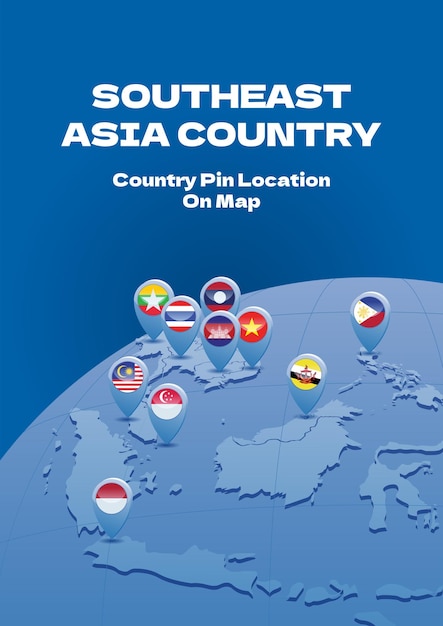 Vetor localização do pin do país da asean