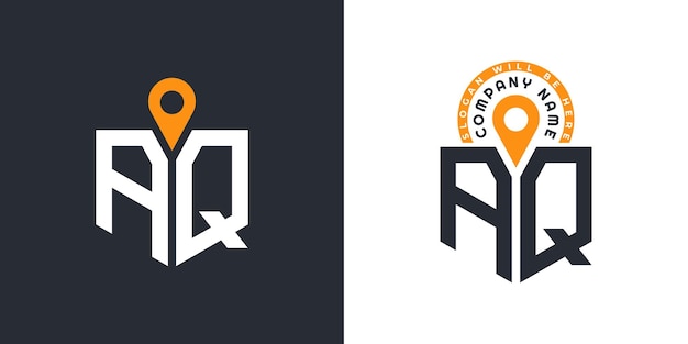 Localização Logo Bundle Letra AQ Logo Dual Vector Ícones para Recrutamento e Navegação