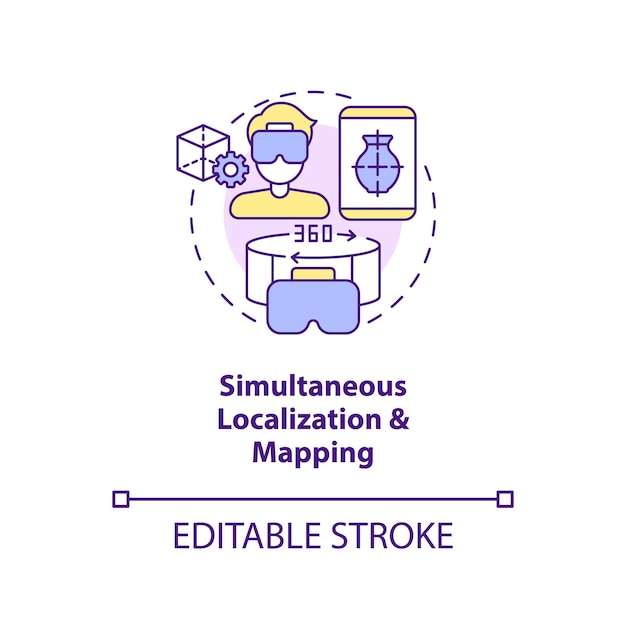 Localização simultânea e ícone do conceito de mapeamento