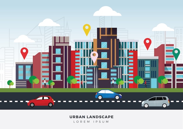 Localização urbana de ilustração vetorial
