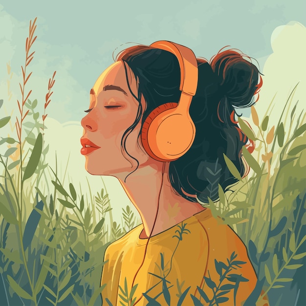 Vetor lofi_girl_illustrationjovem_mulher