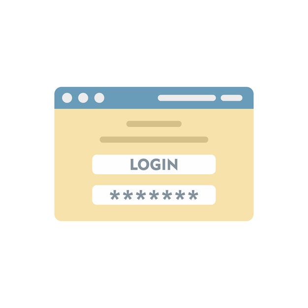 Login ícone de informações pessoais ilustração plana do ícone vetor de informações pessoais de login isolado no fundo branco