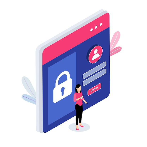 Login no site Modelo de design plano de vetor de negócios