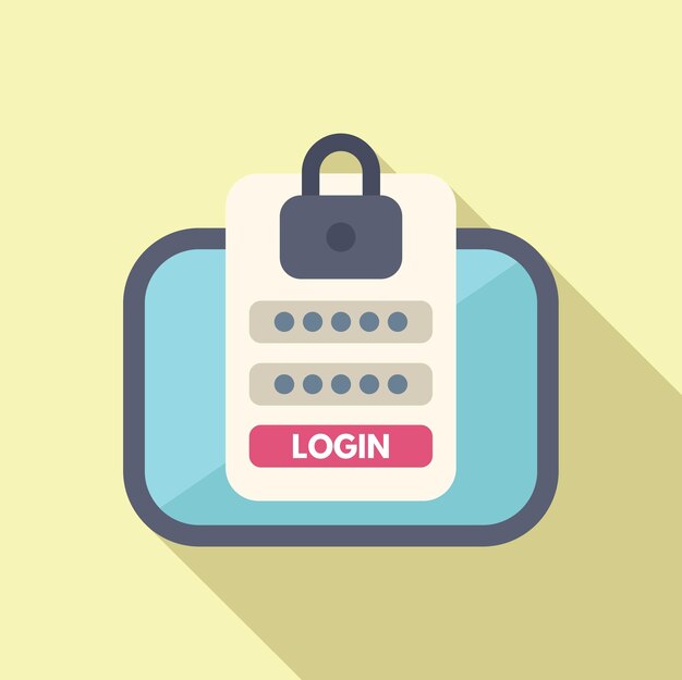 Login rápido on-line ícone vetor plano Equipamento de tablet
