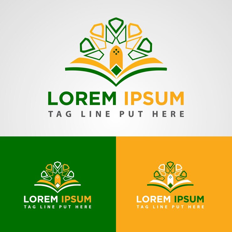 Logo Alcorão islâmico e logotipo árabe Modelo de logotipo de aprendizado islâmico