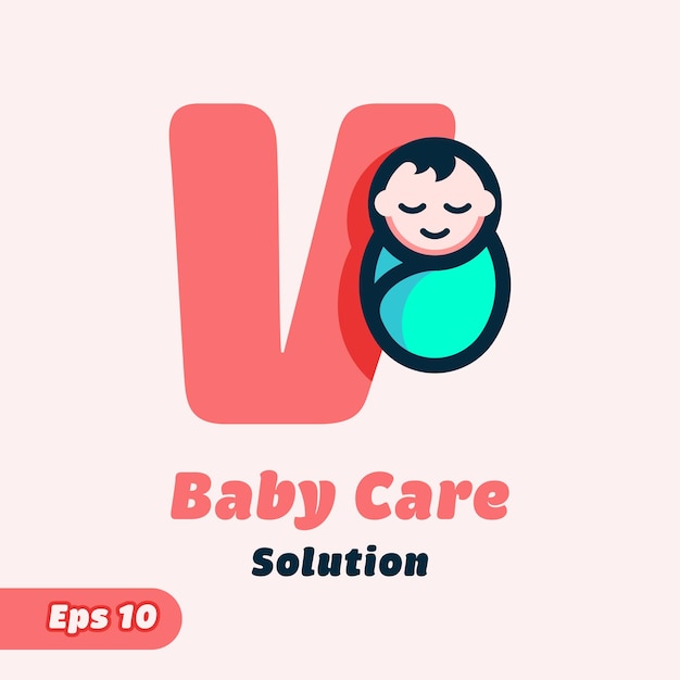 Vetor logo alphabet v baby care