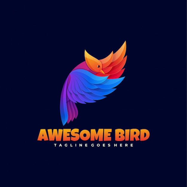 Vetor logo awesome bird gradient colorful style.