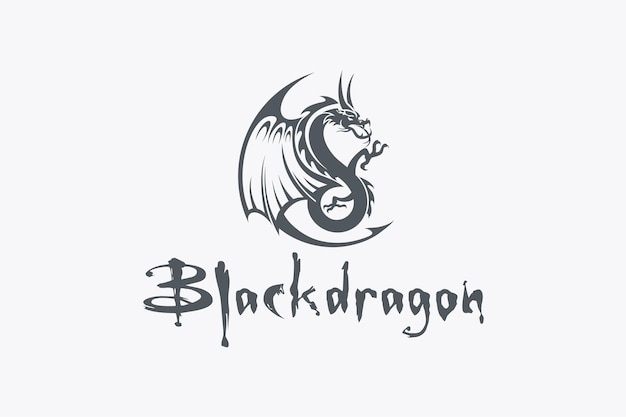 Logo black dragon vintage simples