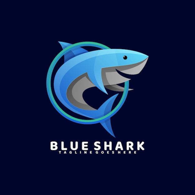 Logo Blue Shark Gradient Colorful Style.