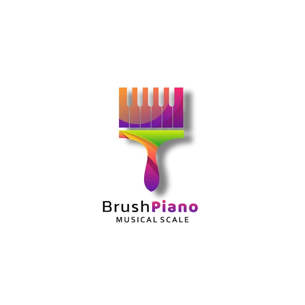 Vetor logo brush piano gradient style colorido.