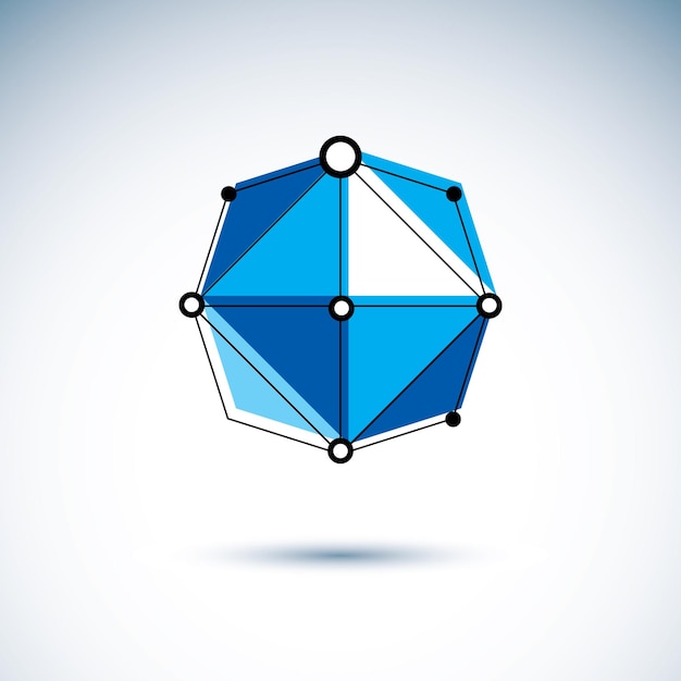 Vetor logo corporativo de tecnologia. objeto geométrico abstrato 3d facetado, ilustração em vetor tema ciência digital.