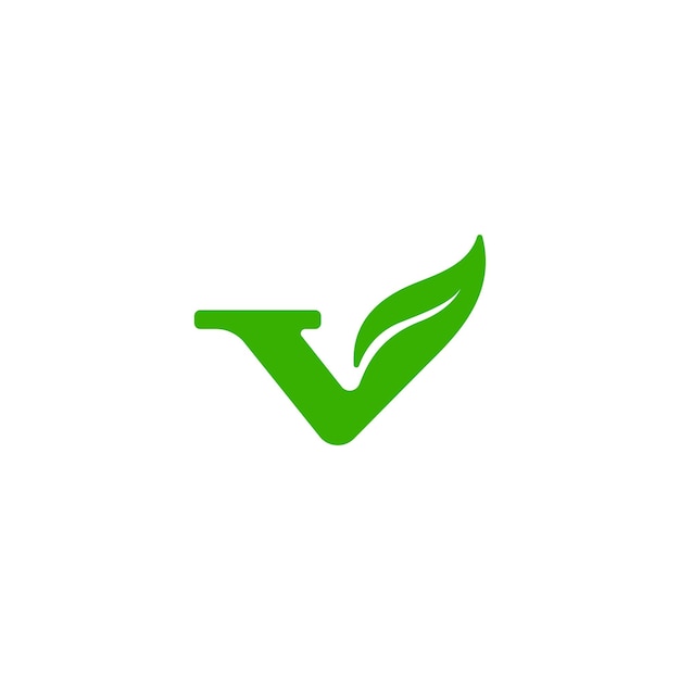 Vetor logo da folha da letra v logotipo da natureza logotipo inicial das letras