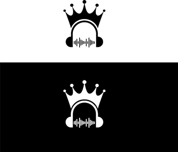 Logo da música, logo do fone de ouvido crown