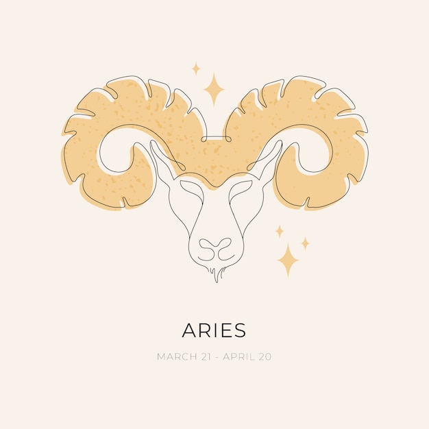 Logo de aries de design plano desenhado à mão