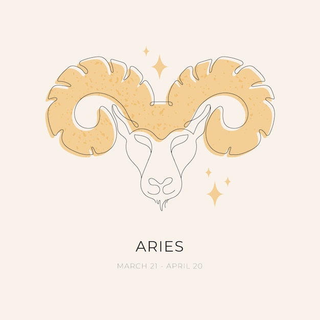 Vetor logo de aries de design plano desenhado à mão