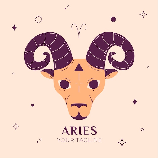 Logo de Áries desenhado à mão com slogan