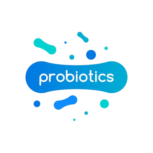 Vetor logo de bactérias probióticas bifidobacteria lactobacillus gut acidophilus prebiótico láctico cuidados com a flora saudável