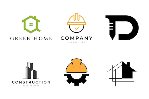 Logo de construção design vector capacete informado bom para construção imobiliária e apartamento