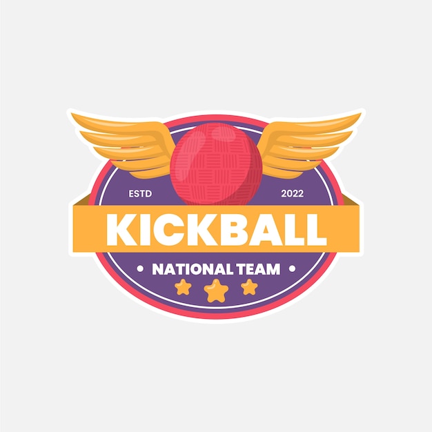 Vetor logo de kickball de design plano