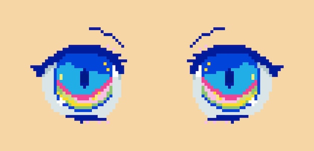 Logo de olhos de anime grande pixel colorido