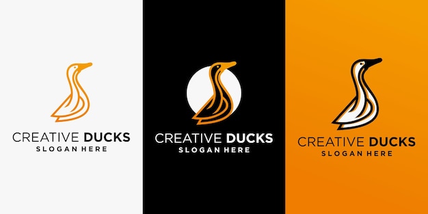 Logo de pato criativo vector design de logotipo de pato com conceito de linha