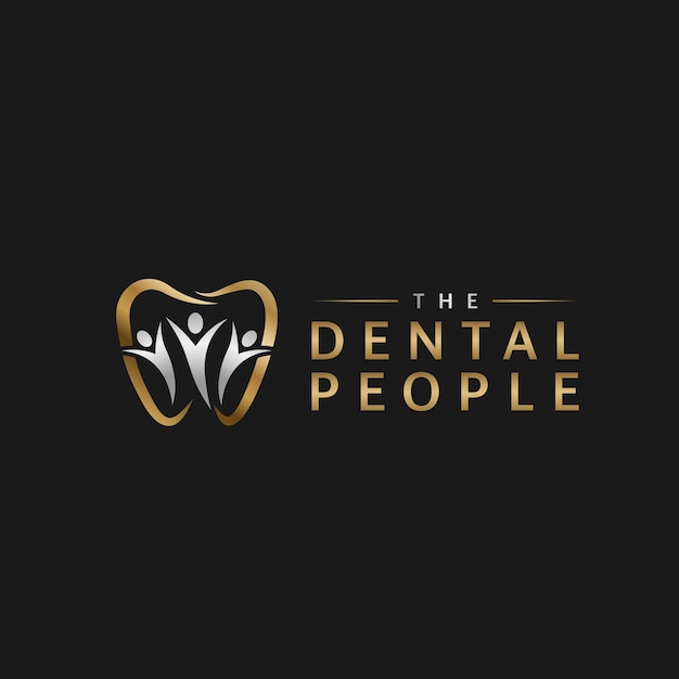 Logo de pessoas dentárias de dente de ouro