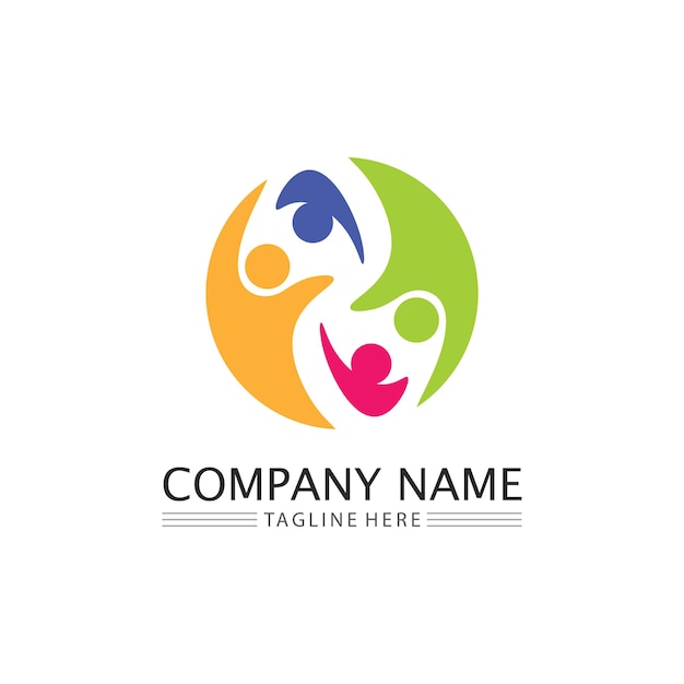 Logo de pessoas team succes as pessoas trabalham grupo e grupo comunitário logotipo de empresa e negócios vetor e design care family icon logotipo de sucesso