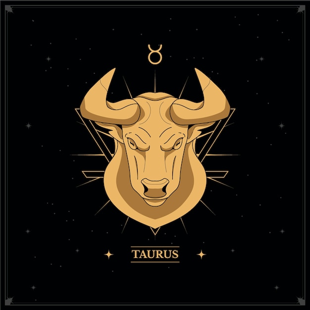 Logo de touro dourado desenhado à mão