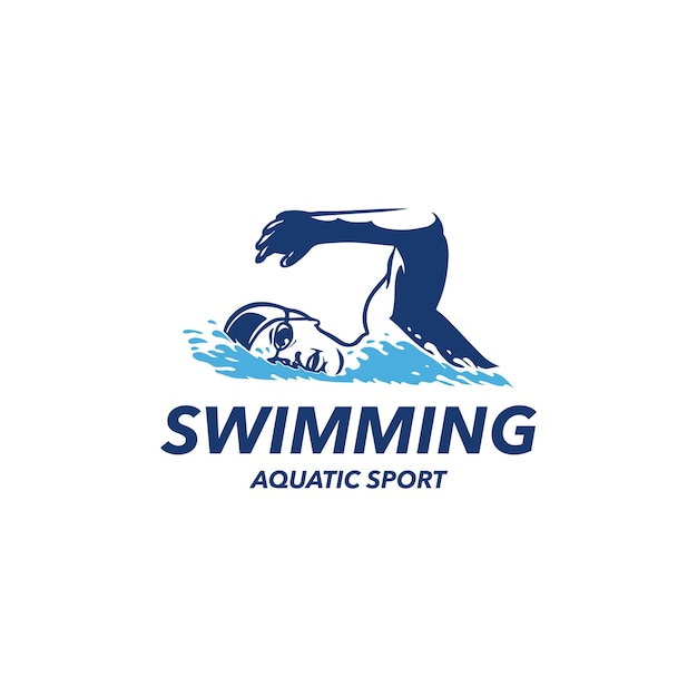 Logo de um clube de natação de nadador ou inspiração de modelo de design de logotipo de escola de natação