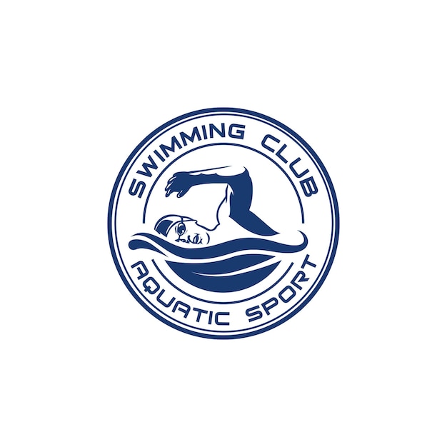 Logo de um clube de natação de nadador ou inspiração de modelo de design de logotipo de escola de natação