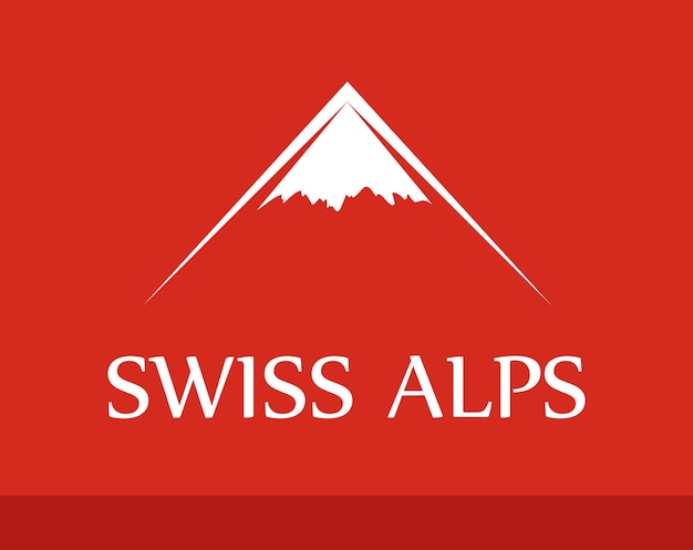 Logo de vetor dos alpes suíços em fundo vermelho