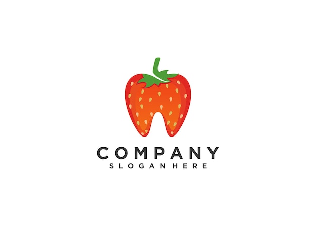 Logo dental, logotipo dental morango ilustração do logotipo do nome da empresa odontológica