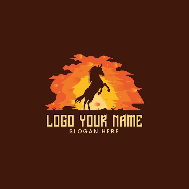 Vetor logo design sunrise horse