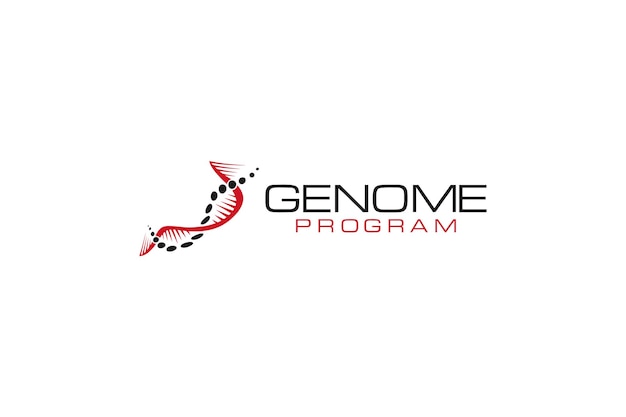 Logo dna ácido desoxirribonucleico programa genoma molecular humano genético ícone de tecnologias biológicas