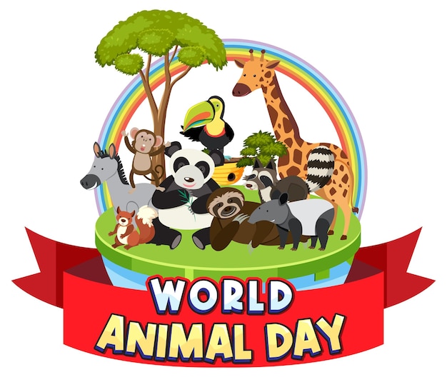 Vetor logo do dia mundial dos animais com animais africanos