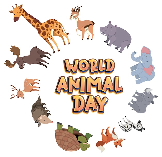 Logo do dia mundial dos animais com animais africanos