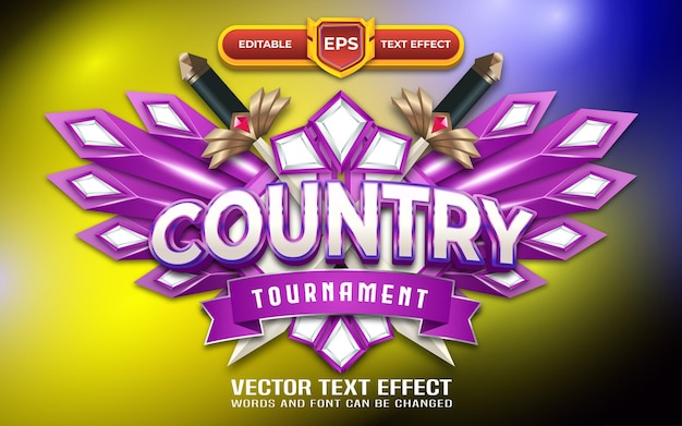Logo do jogo 3d do país com efeito de texto editável