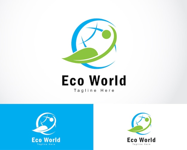 Logo do mundo verde ou modelo de design de ícone eco health business