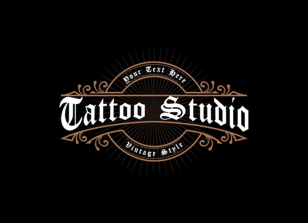 Vetor logo do quadro vintage rótulo antigo adequado para rótulo de uísque de barbearia estúdio de tatuagem