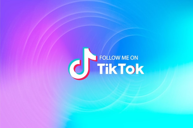 Logo do tiktok em fundo gradiente siga-me no tiktok