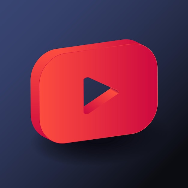 Logo do youtube em uma ilustração de ícone 3d realista