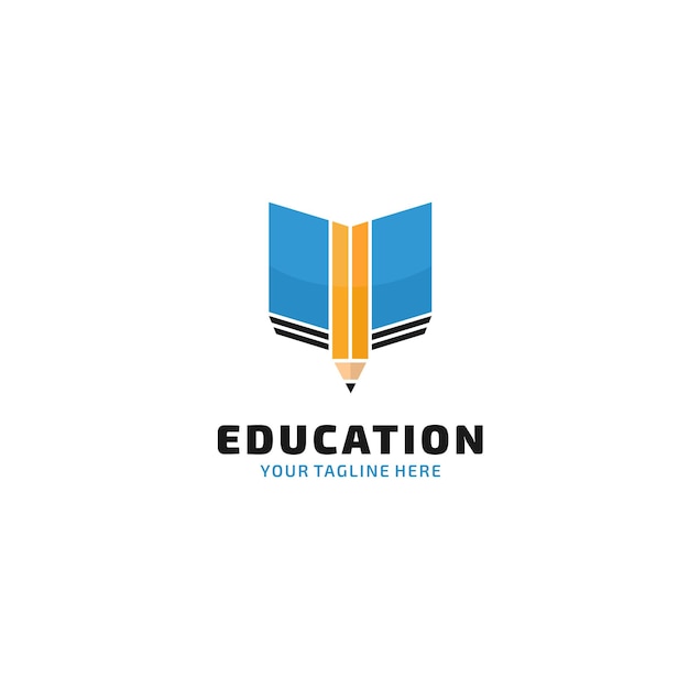 Logo educacional com design de livro e pebcil