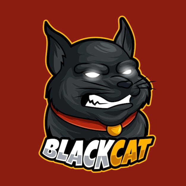 Logotipo do jogo do mascote do gato preto rei